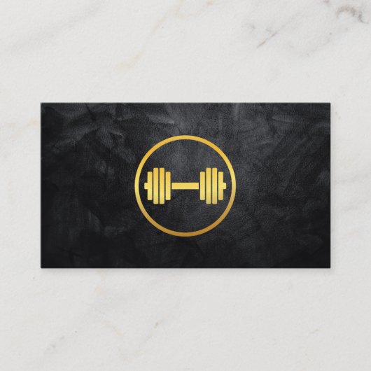 Golden Dumbbell Weight Logo Visitekaartje (Voorkant)