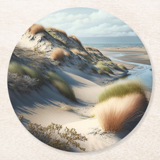 Golden Dunes Ronde Kartonnen Onderzetter (Voorkant)