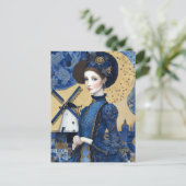 Golden Dutch Woman Landscape Briefkaart (Staand voorkant)