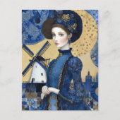Golden Dutch Woman Landscape Briefkaart (Voorkant)