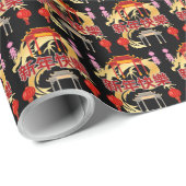 Golden Dynasty Bloom zwart Cadeaupapier (Rol Hoek)