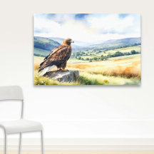 Golden Eagle Country Landschap Waterverf Stijl