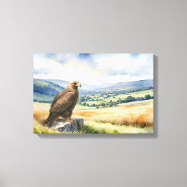 Golden Eagle Country Landschap Waterverf Stijl Canvas Afdruk