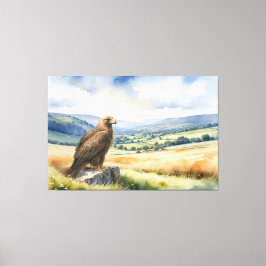 Golden Eagle Country Landschap Waterverf Stijl Canvas Afdruk