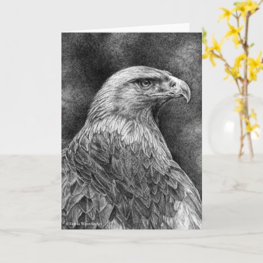 Golden Eagle Drawing Wenskaart Kaart (Gele Bloem)