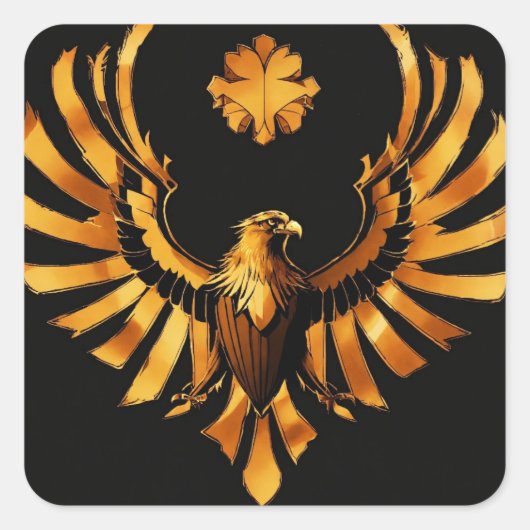 "Golden Eagle Elegance: Square Sticker Edition" (Voorkant)