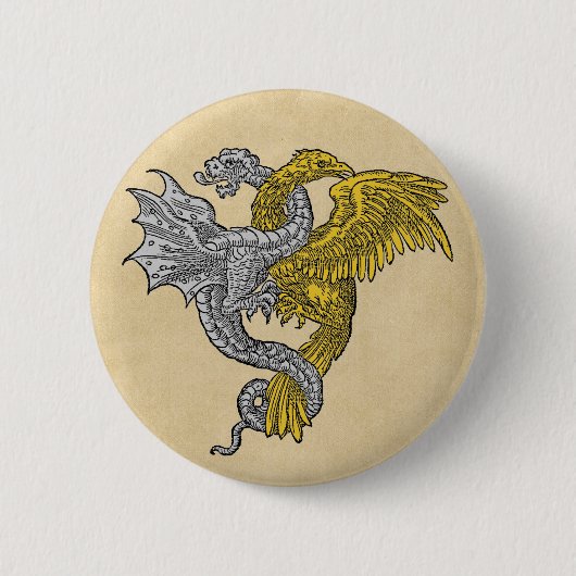 Golden Eagle en Silver Dragon Ronde Button 5,7 Cm (Voorkant)