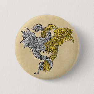 Golden Eagle en Silver Dragon Ronde Button 5,7 Cm
