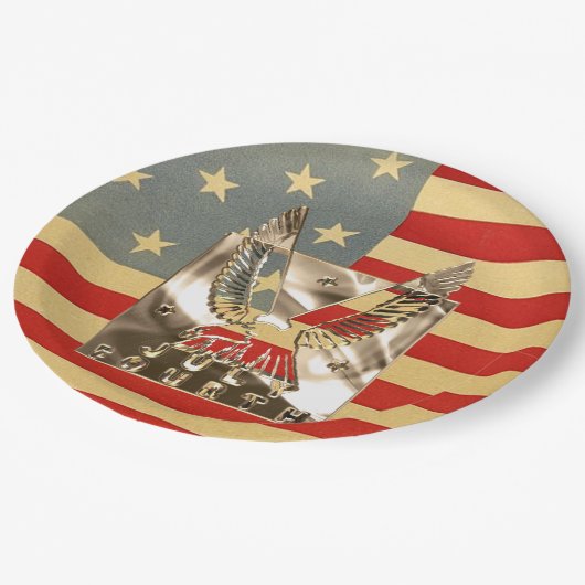 Golden Eagle Grunge American Flag Independence Day Papieren Bordje (Gekanteld)