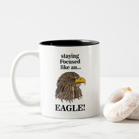 Golden Eagle Head Tweekleurige Koffiemok (Met donut)