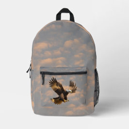 Golden Eagle in Cloudy Sky Backpack Bedrukte Rugzak