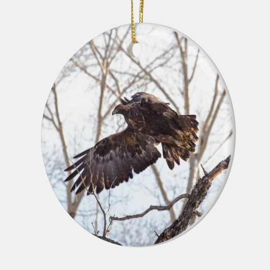Golden Eagle in Flight Keramisch Ornament (Links)