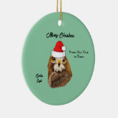 Golden Eagle met een kersthat Keramisch Ornament (Rechts)