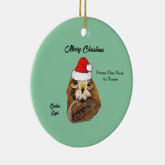 Golden Eagle met een kersthat Keramisch Ornament (Rechts)