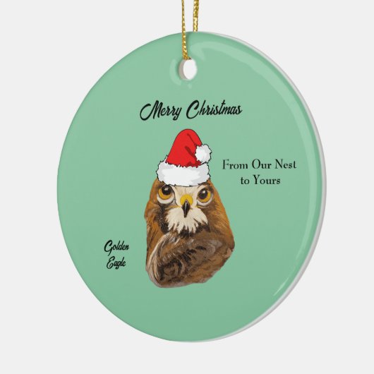 Golden Eagle met een kersthat Keramisch Ornament (Links)