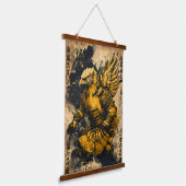Golden Eagle Samurai Warrior - Japanse inkt stijl Hangend Wandkleed (Gebogen)