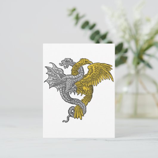 Golden Eagle & Silver Dragon Entwin Briefkaart (Staand voorkant)