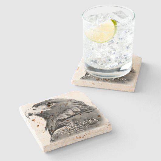 Golden Eagle Stenen Onderzetter (Zijkant)