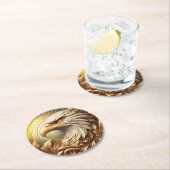 Golden Eagle symboliseert kracht en vrijheid Ronde Kartonnen Onderzetter (Insitu)