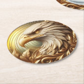Golden Eagle symboliseert kracht en vrijheid Ronde Kartonnen Onderzetter (Gebogen)
