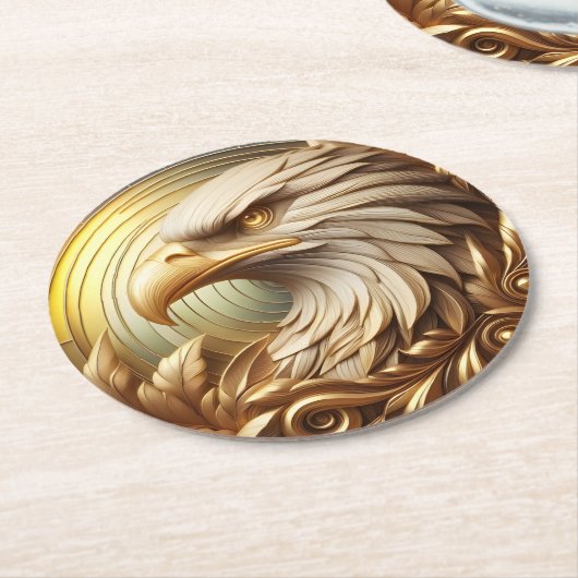 Golden Eagle symboliseert kracht en vrijheid Ronde Kartonnen Onderzetter (Gebogen)
