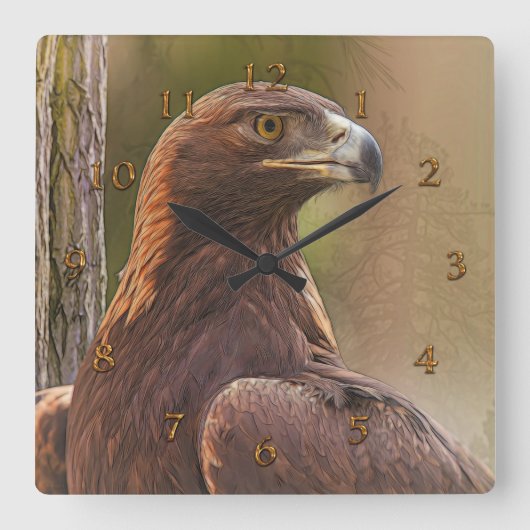 GOLDEN EAGLE “VOYAGER” SQUARE WALL CLOCK VIERKANTE KLOK (Voorkant)