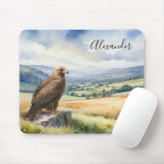 Golden Eagle Watercolor Wildlife Personalized Muismat (Met muis)