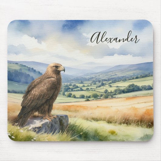 Golden Eagle Watercolor Wildlife Personalized Muismat (Voorkant)