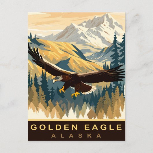 Golden Eagle, Wildlife in Alaska, Reizen Briefkaart (Voorkant)