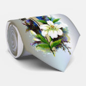 Golden Easter Cross en White Lilly Flowers Stropdas (Opgerold)