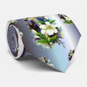 Golden Easter Cross - White Lilly Flowers - Blue Stropdas (Opgerold)