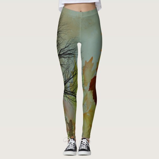 Golden Echoes: Herfstreflectie Leggings (Voorkant)