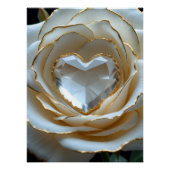 Golden-Edged Purity Crystal Heart Rose Poster (Voorkant)