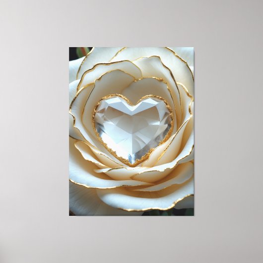 Golden-Edged Purity Crystal Rose Canvas Art (Voorkant)