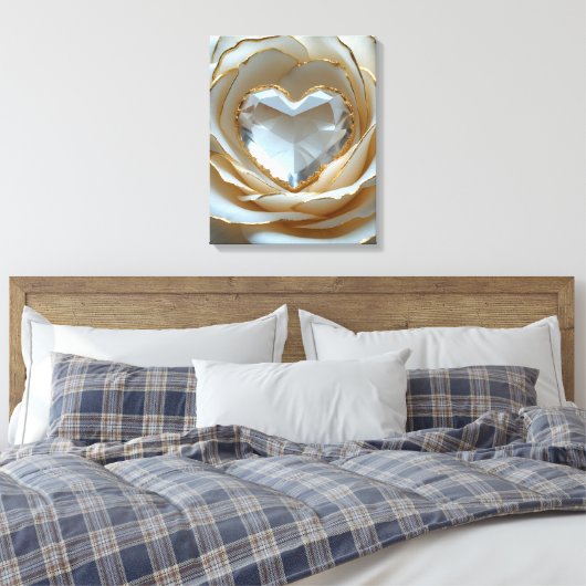 Golden-Edged Purity Crystal Rose Canvas Art Afdruk (Insitu (Slaapkamer))