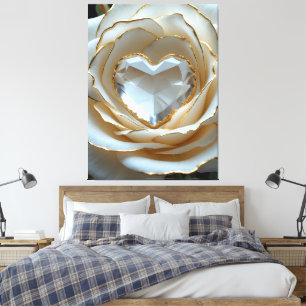 Golden-Edged Purity Crystal Rose Canvas Art Afdruk