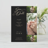 Golden Effect Black Fancy collage 3 Fotopaar Save The Date (Staand voorkant)