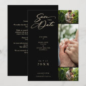 Golden Effect Black Fancy collage 3 Fotopaar Save The Date (Voorkant / Achterkant)