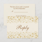 Golden effect confetti crème RSVP Kaartje (Voorkant / Achterkant)