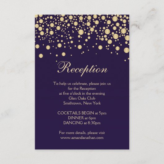 Golden effect confetti Reception Card Informatiekaartje (Voorkant)