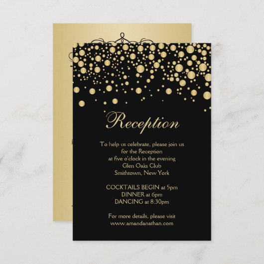 Golden effect confetti Reception Card Informatiekaartje (Voorkant / Achterkant)