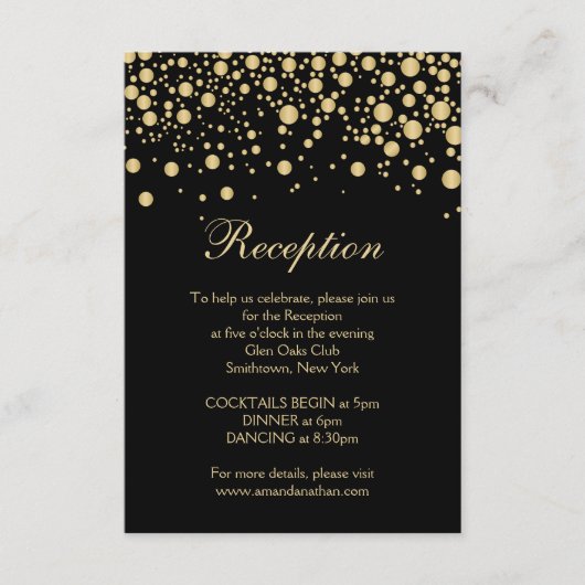 Golden effect confetti Reception Card Informatiekaartje (Voorkant)