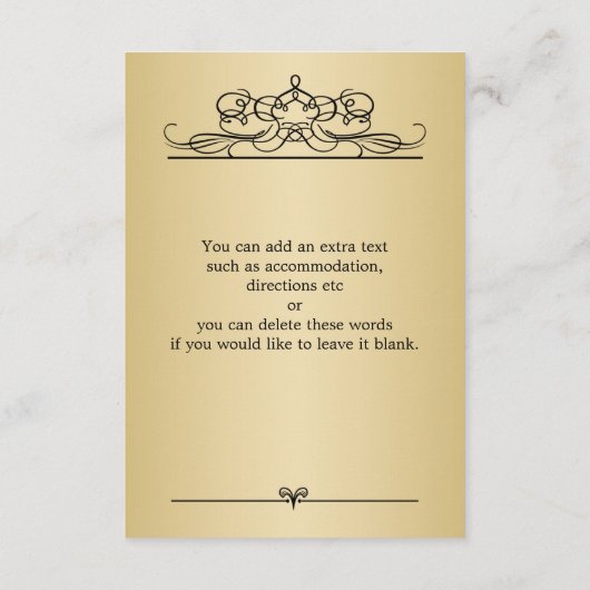 Golden effect confetti Reception Card Informatiekaartje (Achterkant)