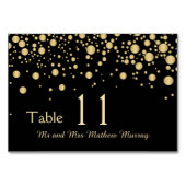 Golden effect confetti Table Number Kaart (Achterkant)