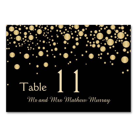 Golden effect confetti Table Number Kaart (Achterkant)