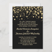 Golden effect confetti zwarte bruiloft kaart (Voorkant)