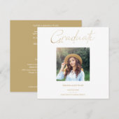 Golden Effect Elegant Custom Photo Graduation Kaart (Voorkant / Achterkant)