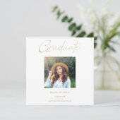 Golden Effect Elegant Custom Photo Graduation Kaart (Staand voorkant)