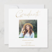 Golden Effect Elegant Custom Photo Graduation Kaart (Voorkant)
