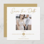 Golden Effect Elegant Custom Photo Wedding Save The Date (Voorkant / Achterkant)